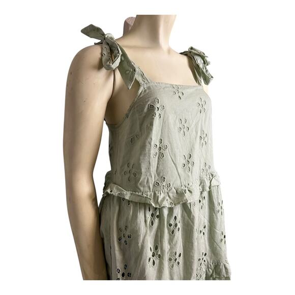 Asos Design Light Green Laser Cut Eyelet Lace Sun Dress 4  Mini Boho Coquette - Picture 3 of 10
